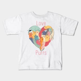 Heart Shaped Cats Love Kids T-Shirt